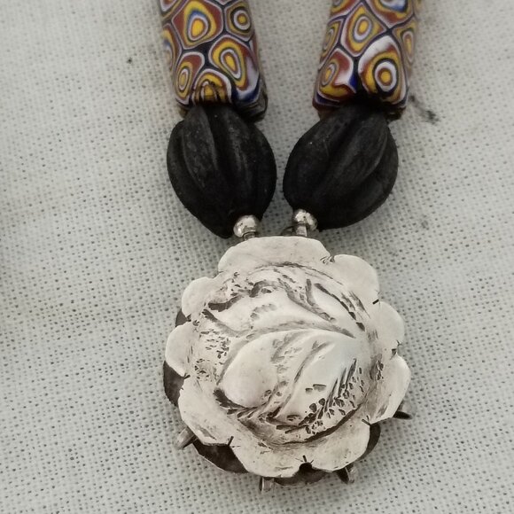 ❤️CUSTOM AFRICAN TRADE BEADS AMBER STERLING NECKLACE 13.5" DROP - Picture 6 of 9